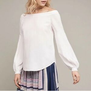 Floreat Mazza Off the Shoulder Linen Blouse in White